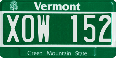 VT license plate XOW152