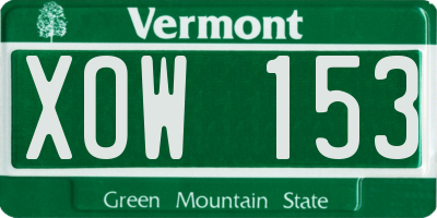 VT license plate XOW153