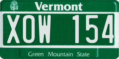 VT license plate XOW154