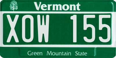 VT license plate XOW155