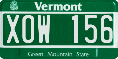 VT license plate XOW156