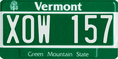VT license plate XOW157