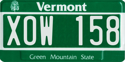 VT license plate XOW158