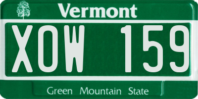 VT license plate XOW159