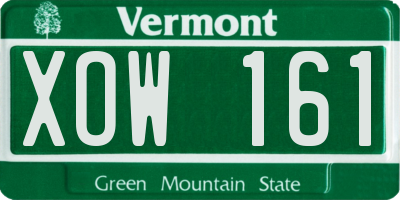 VT license plate XOW161