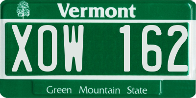 VT license plate XOW162