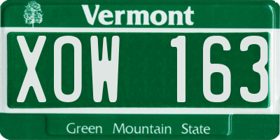 VT license plate XOW163