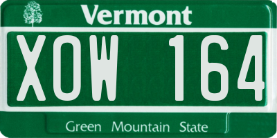 VT license plate XOW164