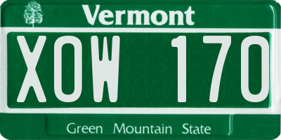 VT license plate XOW170