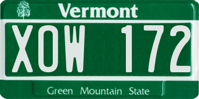 VT license plate XOW172