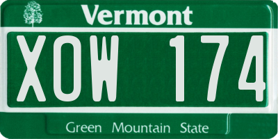 VT license plate XOW174