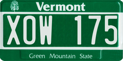 VT license plate XOW175