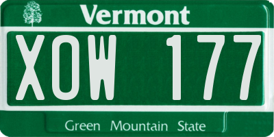 VT license plate XOW177