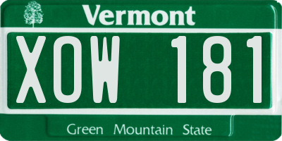 VT license plate XOW181