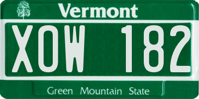 VT license plate XOW182