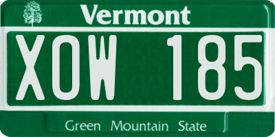VT license plate XOW185