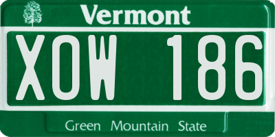 VT license plate XOW186