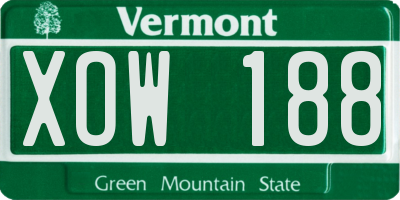 VT license plate XOW188
