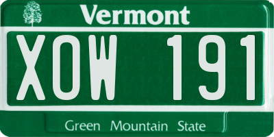 VT license plate XOW191