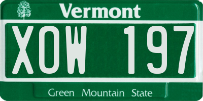 VT license plate XOW197