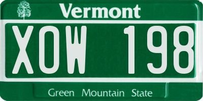 VT license plate XOW198