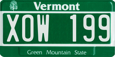 VT license plate XOW199