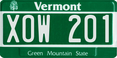 VT license plate XOW201