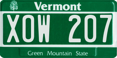 VT license plate XOW207