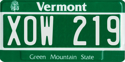 VT license plate XOW219