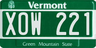 VT license plate XOW221