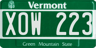 VT license plate XOW223