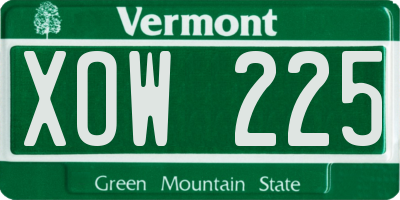 VT license plate XOW225