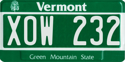 VT license plate XOW232