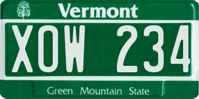 VT license plate XOW234