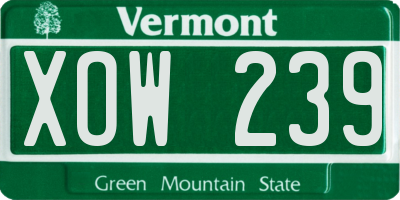 VT license plate XOW239