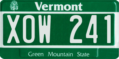 VT license plate XOW241
