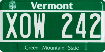 VT license plate XOW242