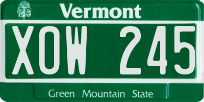 VT license plate XOW245