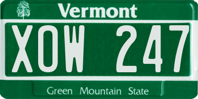VT license plate XOW247