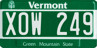 VT license plate XOW249