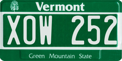 VT license plate XOW252