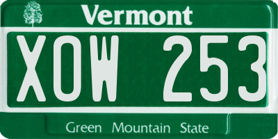 VT license plate XOW253
