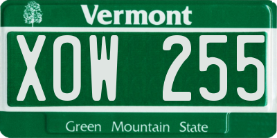VT license plate XOW255