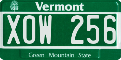 VT license plate XOW256