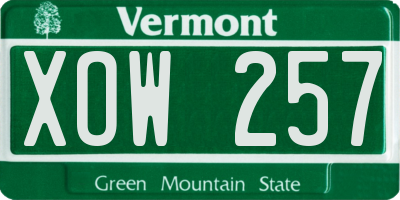 VT license plate XOW257