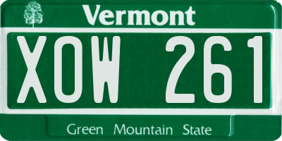 VT license plate XOW261