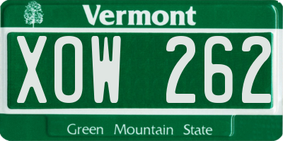 VT license plate XOW262