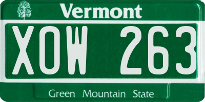 VT license plate XOW263