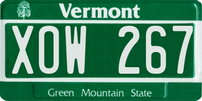 VT license plate XOW267