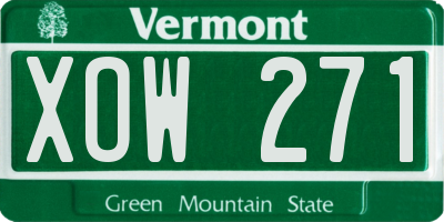VT license plate XOW271